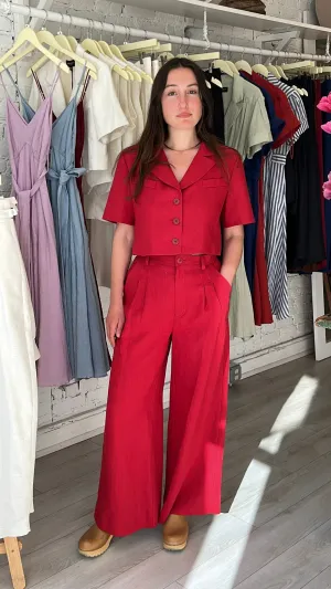 Ash Pant - Linen - Cherry Red
