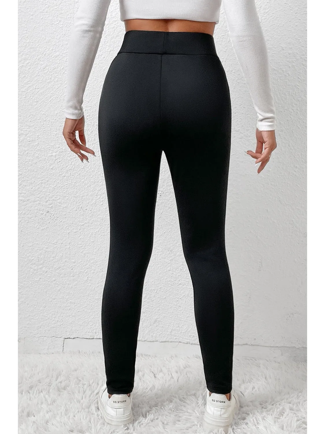 Black Fleece Lining Winter Thermal High Waist Leggings