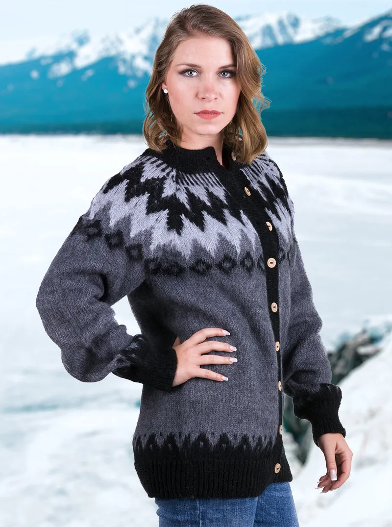 Fair Isle Alpaca Cardigan for Women