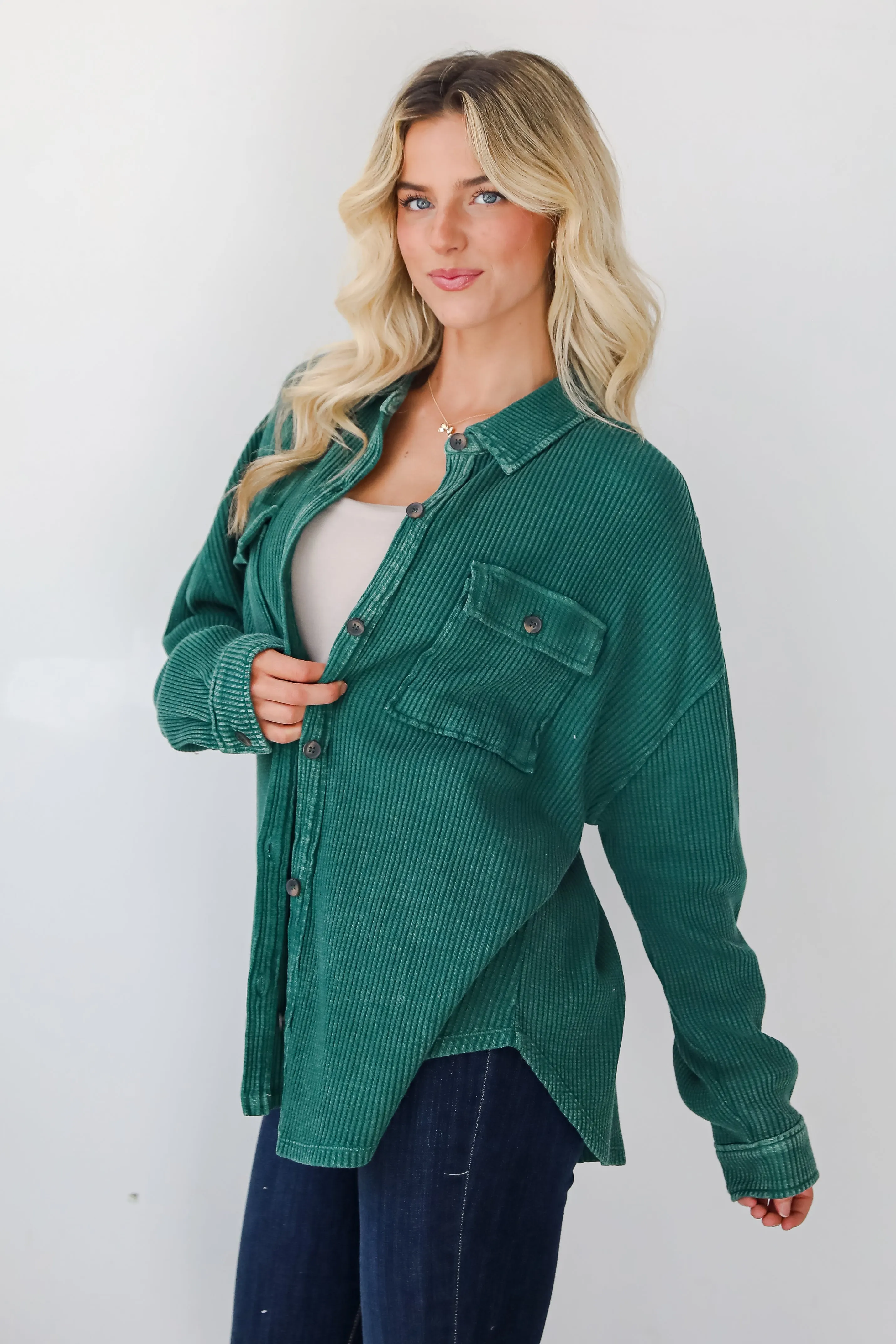 FINAL SALE - Cozy Legend Waffle Knit Shacket - DOORBUSTER