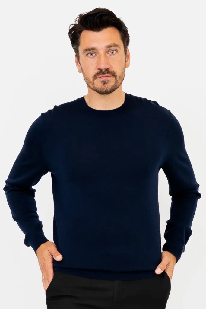 Fraser Sweater, Navy, Merino Wool