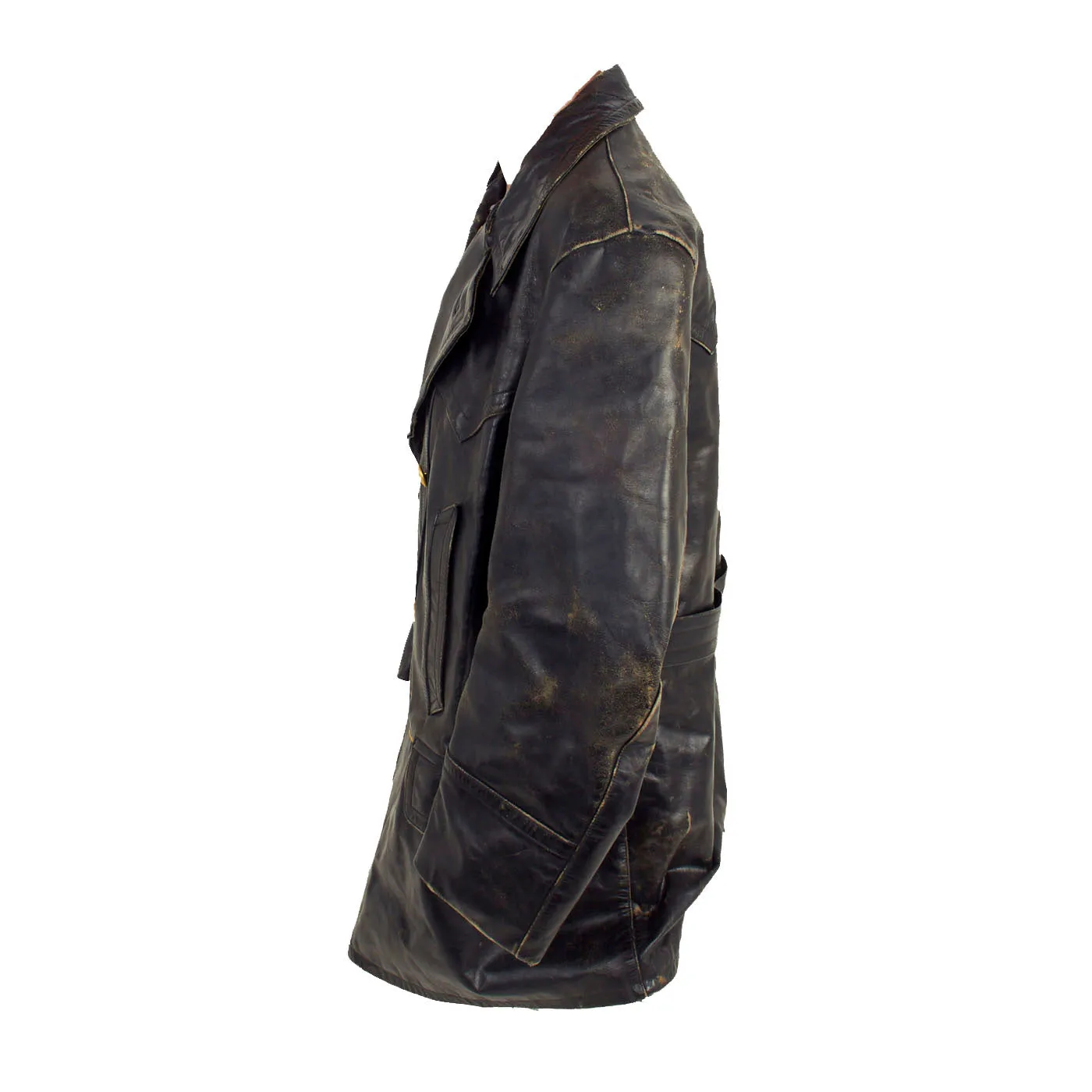 Original German Kriegsmarine U-Boat Double Breasted Leather Jacket and Trouser Set