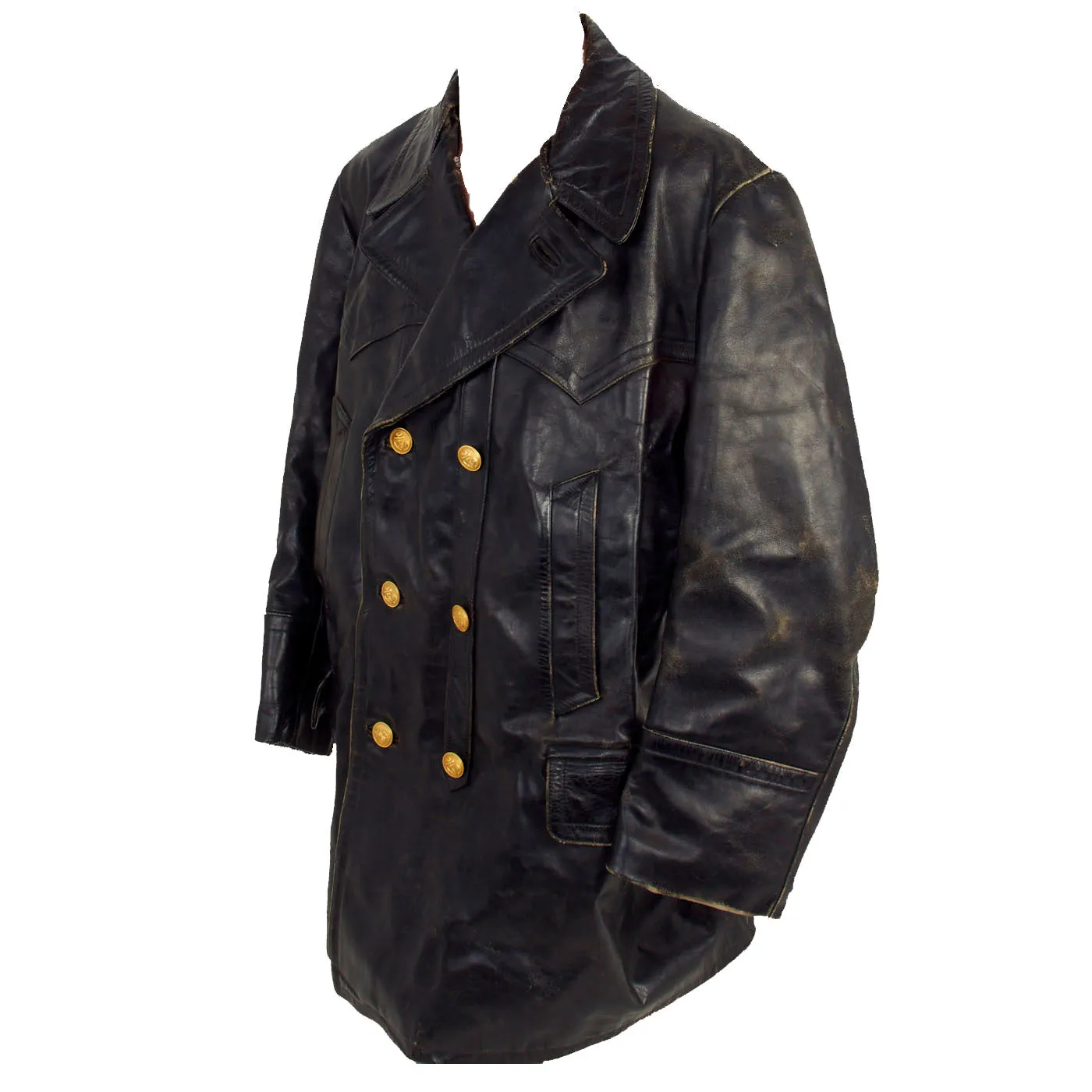 Original German Kriegsmarine U-Boat Double Breasted Leather Jacket and Trouser Set