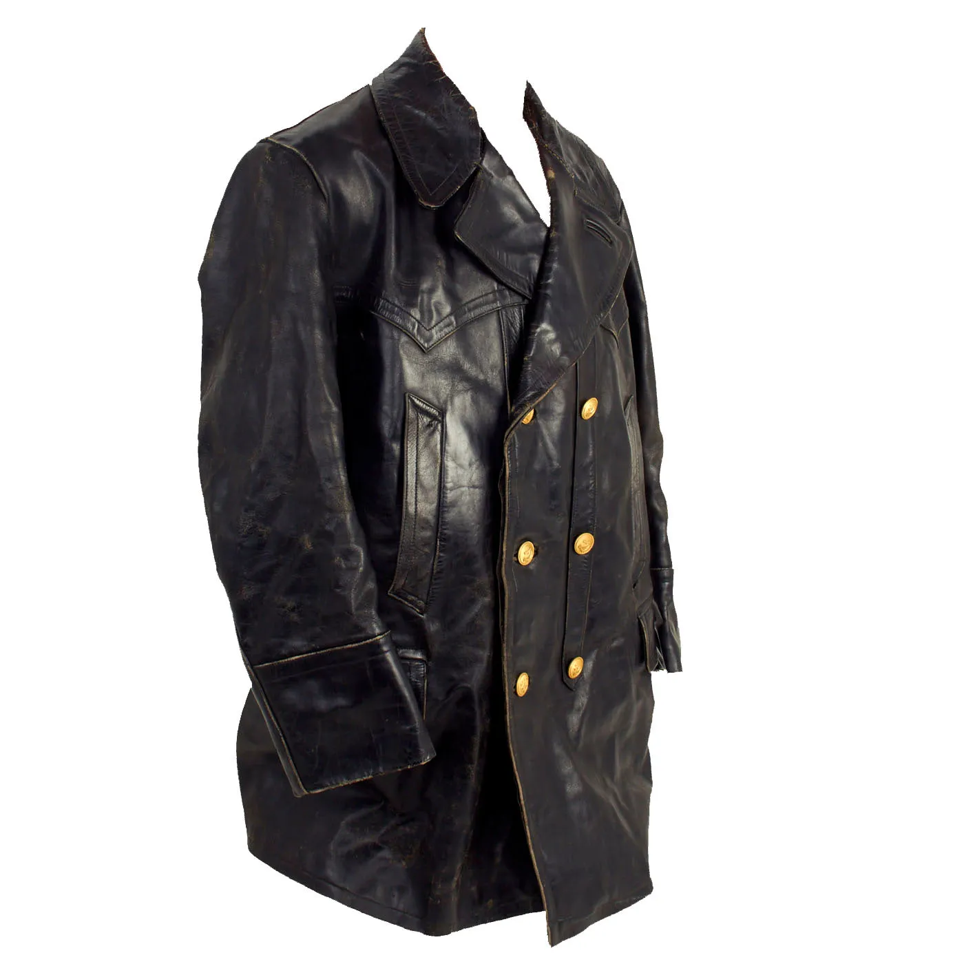 Original German Kriegsmarine U-Boat Double Breasted Leather Jacket and Trouser Set
