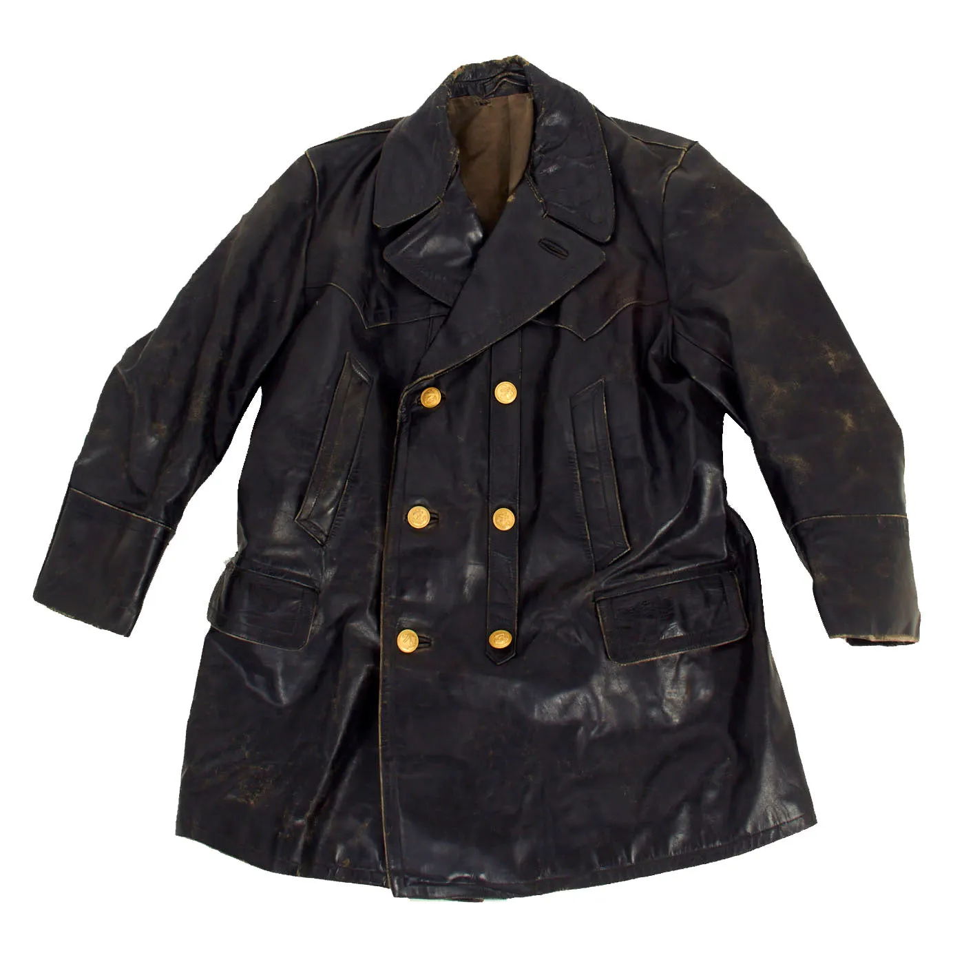 Original German Kriegsmarine U-Boat Double Breasted Leather Jacket and Trouser Set
