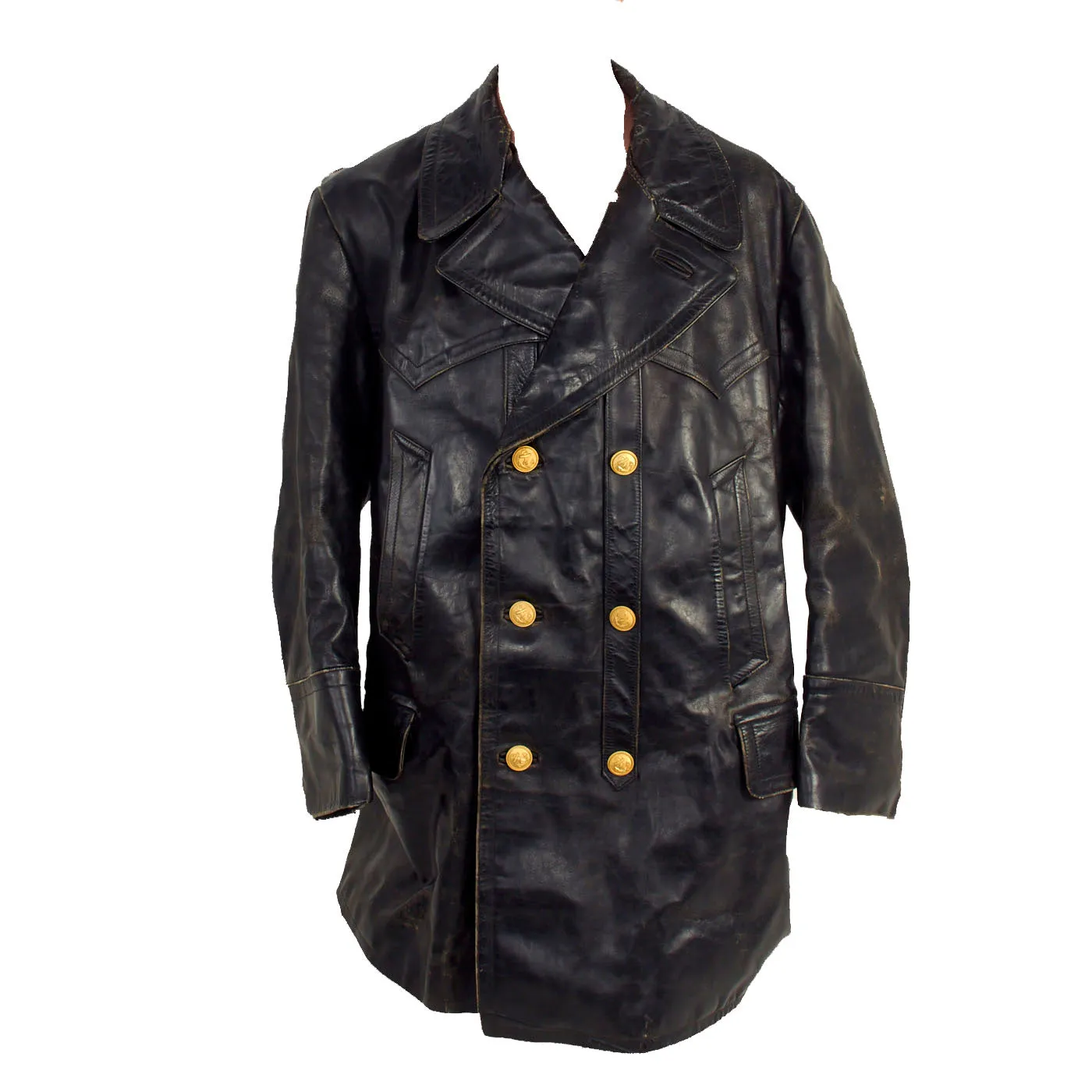 Original German Kriegsmarine U-Boat Double Breasted Leather Jacket and Trouser Set