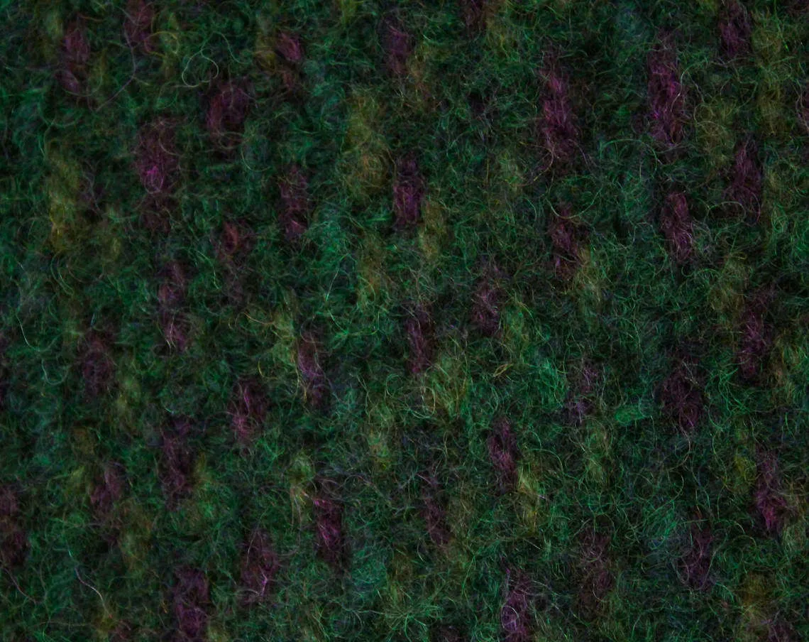 Size 12 Tweed Jacket - 1990s Emerald Green & Purple Wool Blazer - 90s Hip Length Overcoat - Heavy Mohair Tweed - Square Buttons - Bust 40