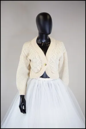 Vintage 1980s Cream Chunky Wool Cardigan