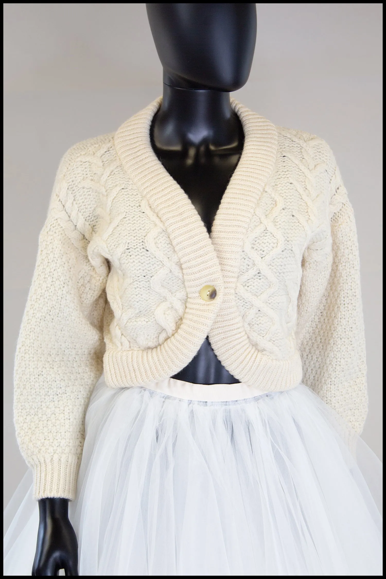 Vintage 1980s Cream Chunky Wool Cardigan