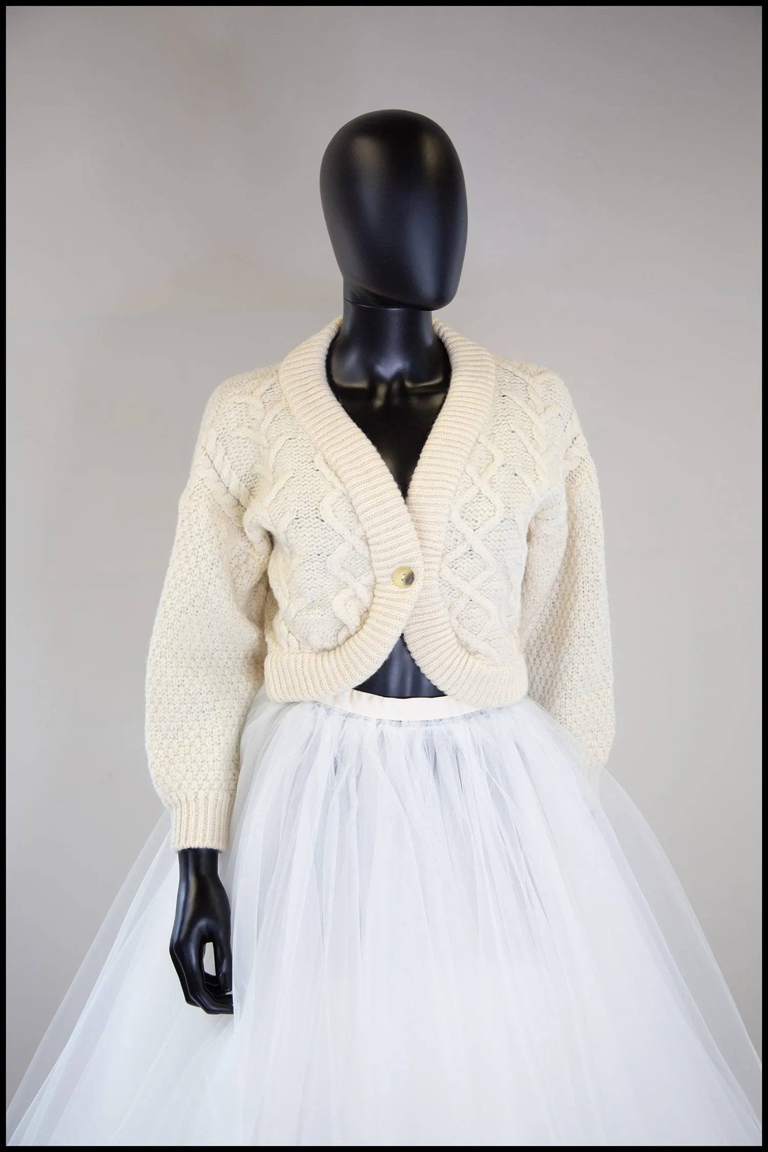 Vintage 1980s Cream Chunky Wool Cardigan